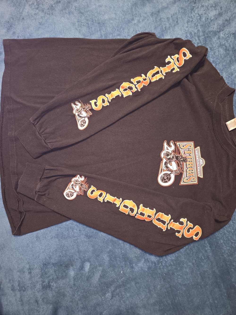 Black Motorcycle Graphic Long Sleeve Tee